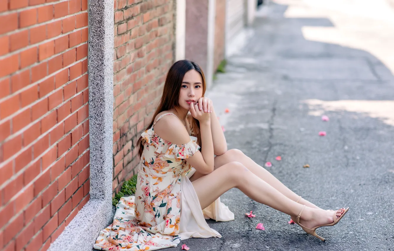 Фото обои азиатка, очарование, asian, charm, slender legs, стройные ножки, young beauty, молодая красотка