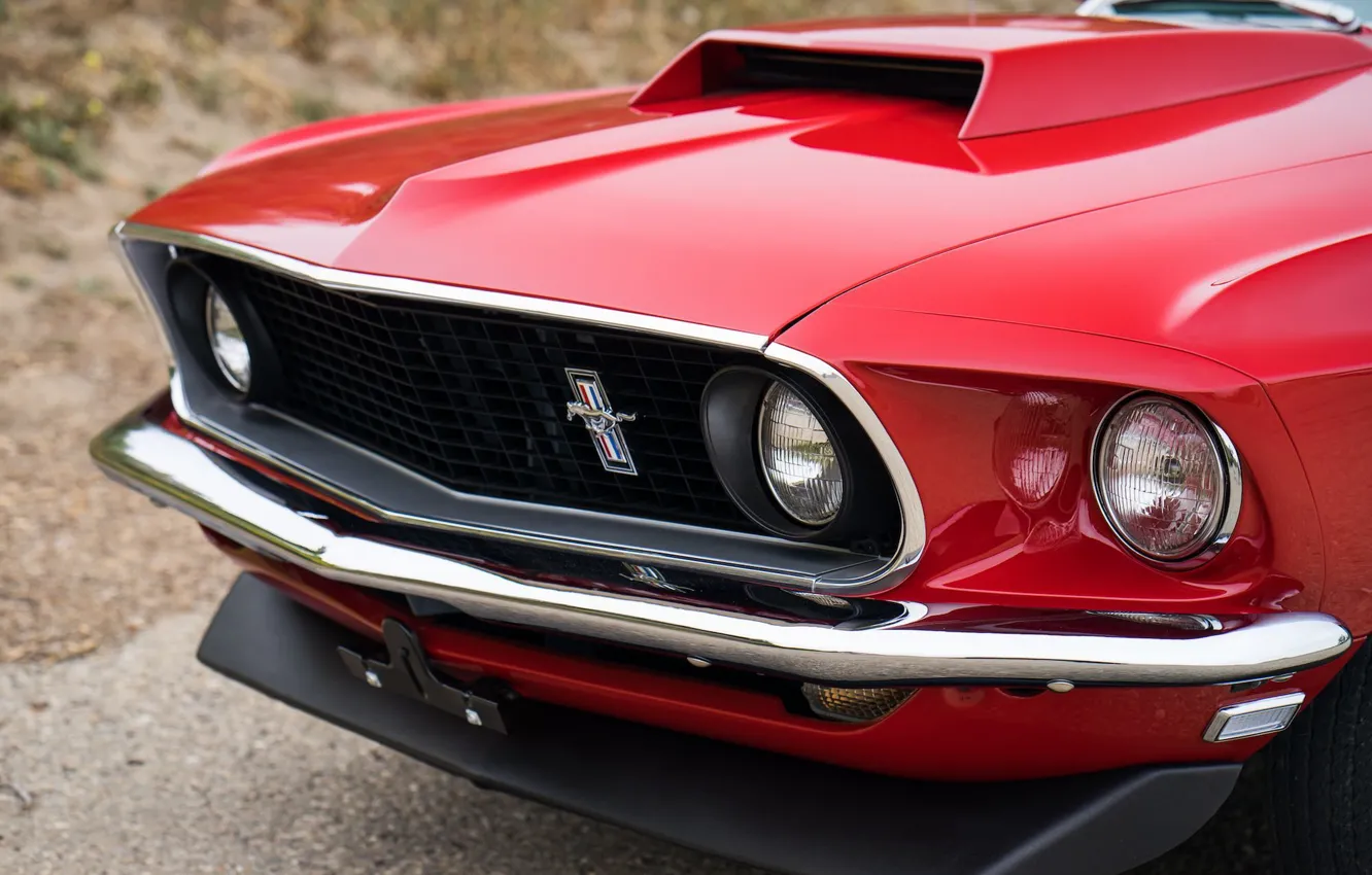 Фото обои Mustang, Ford, Muscle, 1969, Red, Car, Classic, Musclecar