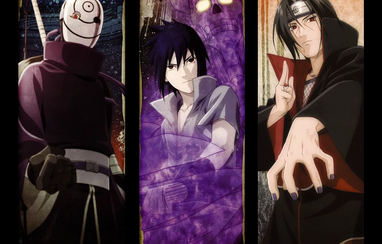 Фото обои взгляд, рука, маска, воротник, Sasuke, Naruto, жест, ниндзи