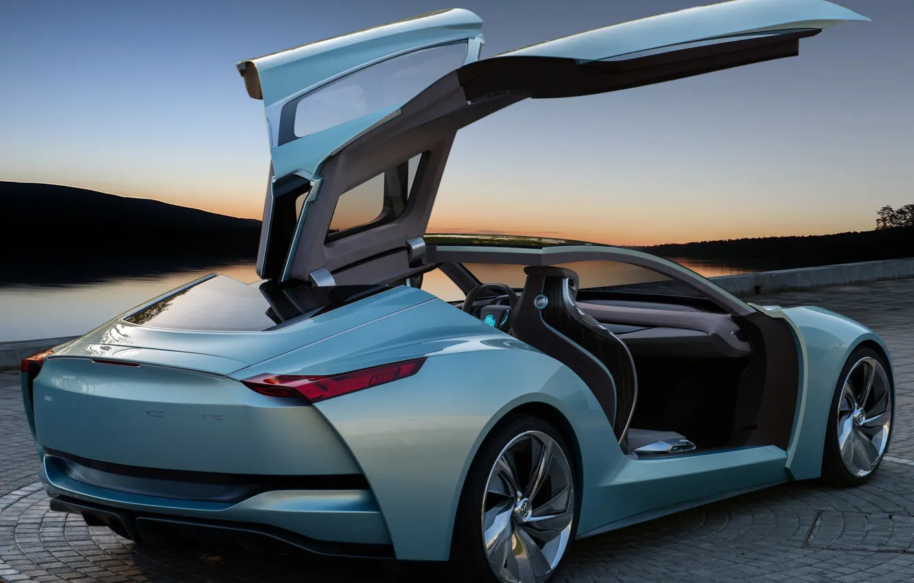 Фото обои машина, Concept, небо, открытые двери, крылья чайки, Riviera, Buick