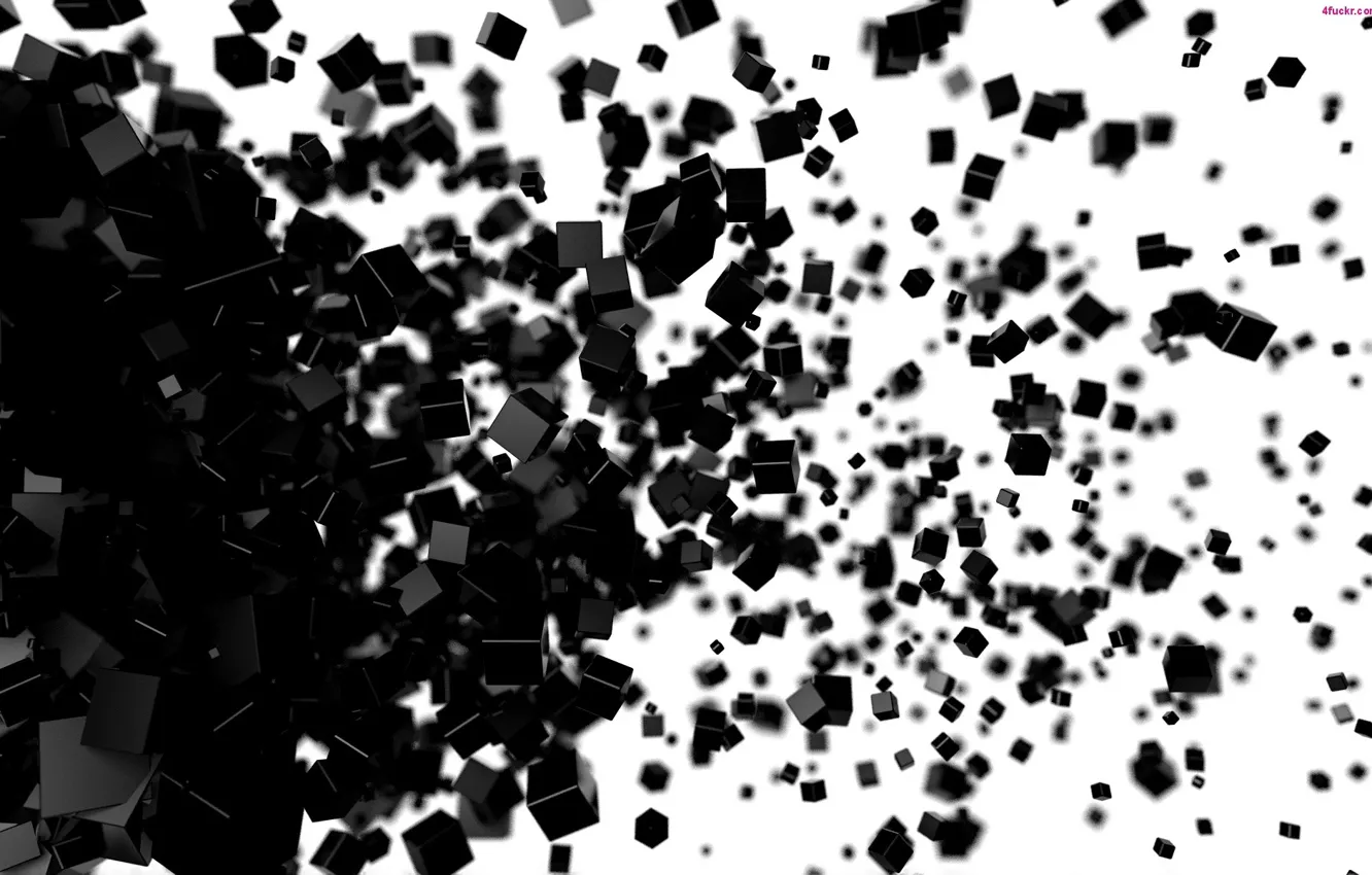 Фото обои кубики, Черные, рубики, разлетаются