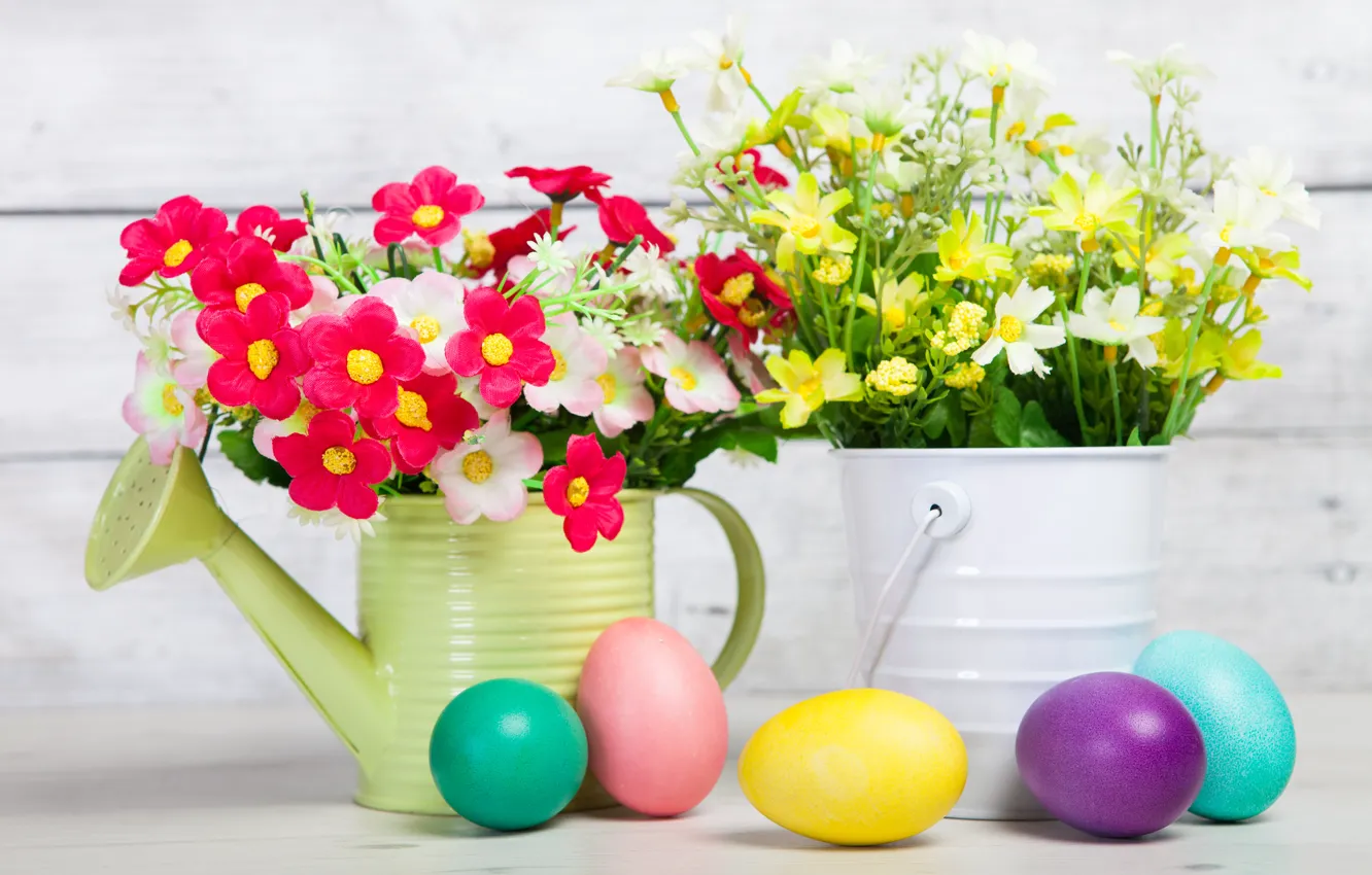 Фото обои цветы, праздник, яйца, пасха