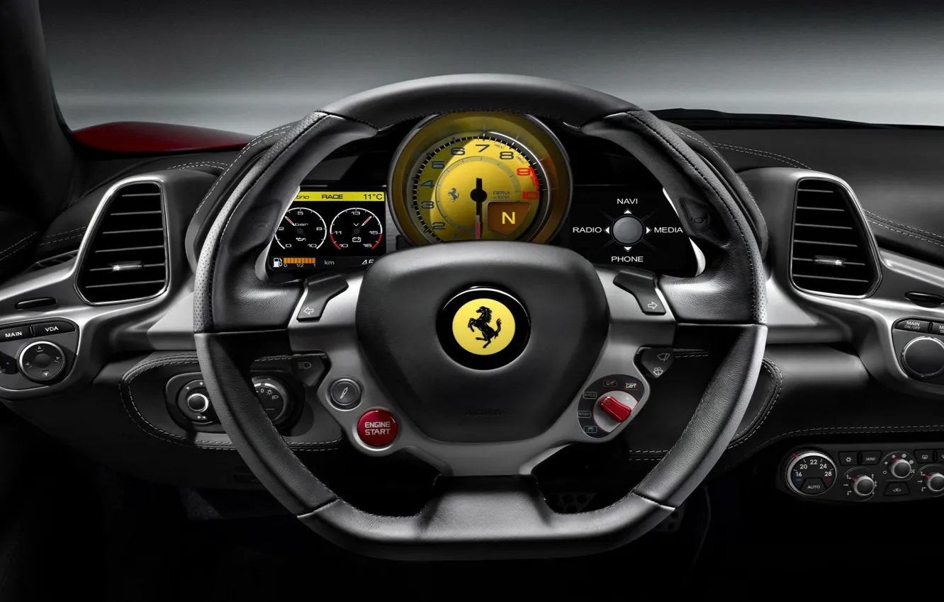 Фото обои car, Ferrari, control, interior, command, dashboard