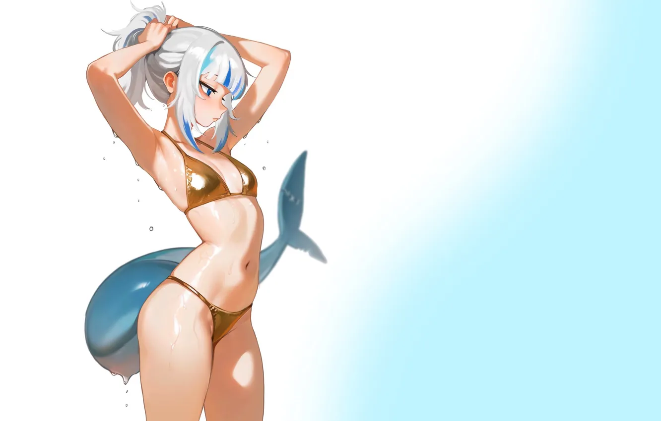 Фото обои kawaii, girl, hot, sexy, wet, anime, tail, pretty