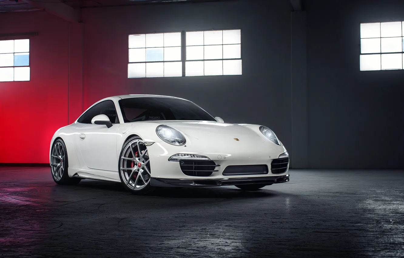 Фото обои Porsche, white, порше, Coupe, Carrera, Edition, 991, frontside