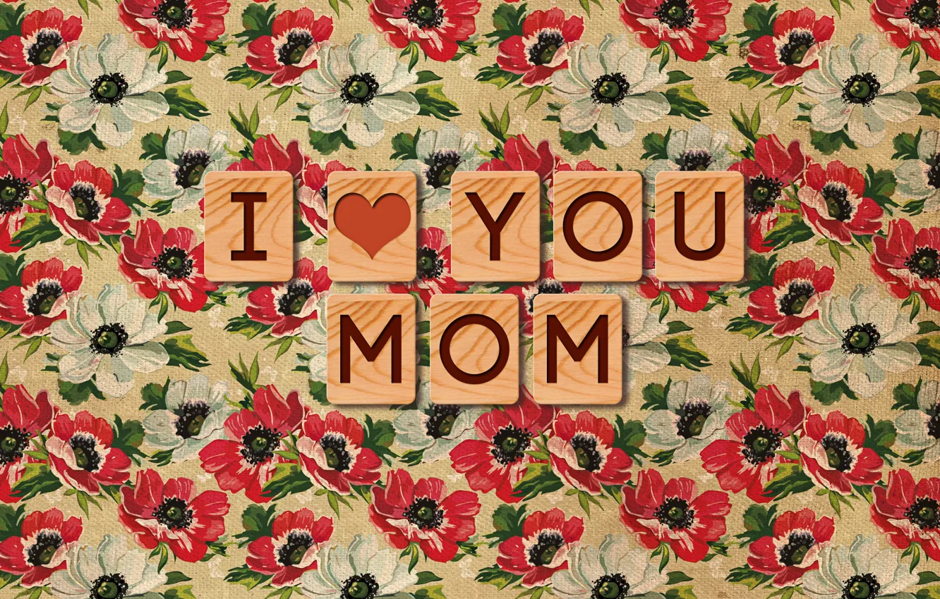 Фото обои надпись, обои, текстура, I love you, Mom