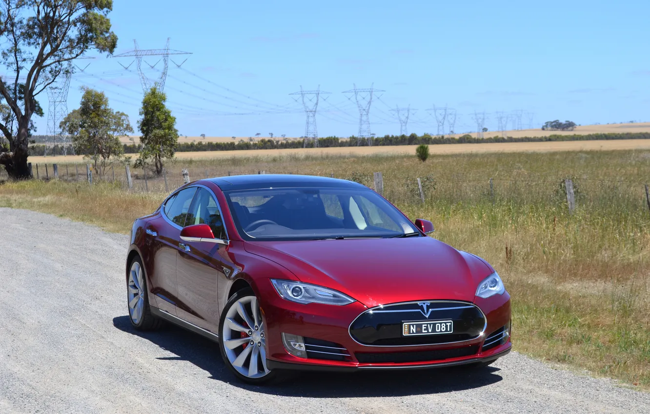 Фото обои Tesla, Model S, AU-spec, 2014, тесла, электрокар, P85
