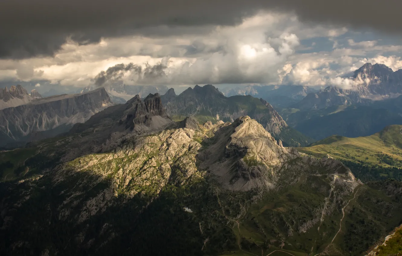 Фото обои облака, горы, Италия, Dolomites