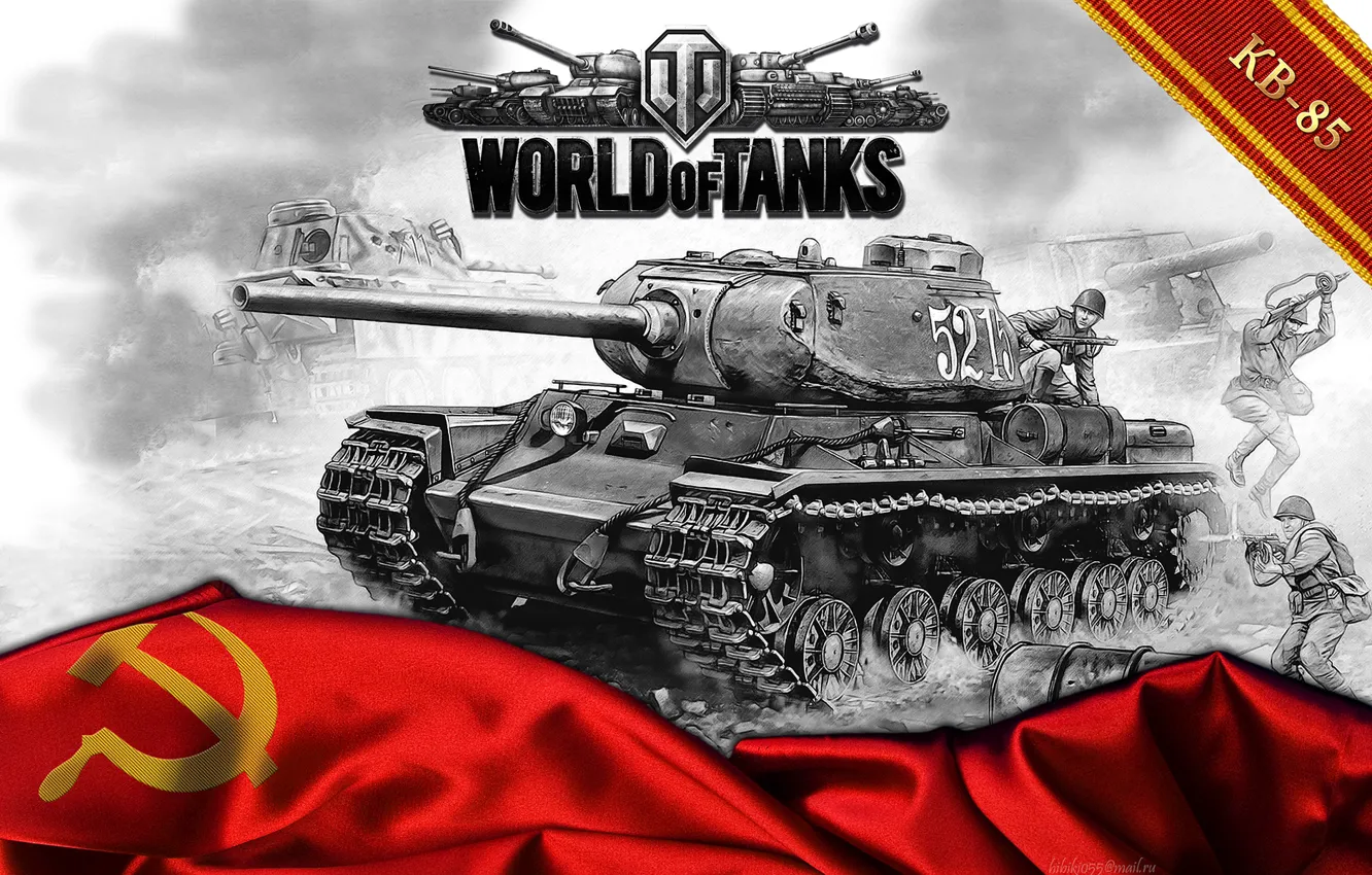 Фото обои арт, танк, СССР, танки, WoT, World of Tanks, КВ-85, тяжёлый танк