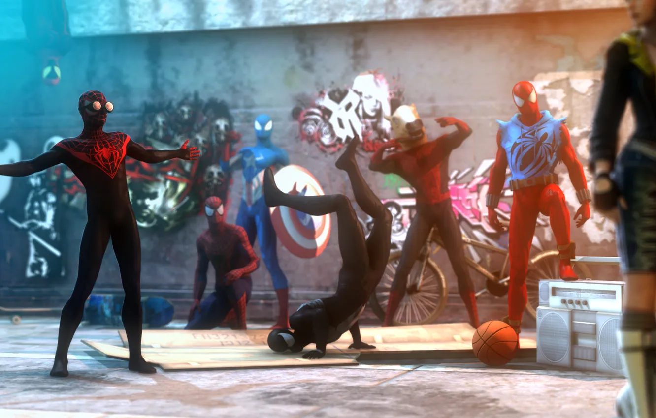 Фото обои venom, Человек-паук, Marvel Comics, Spider-Man, symbiote, Scarlet Spider, Ben Reilly, Miles Morales