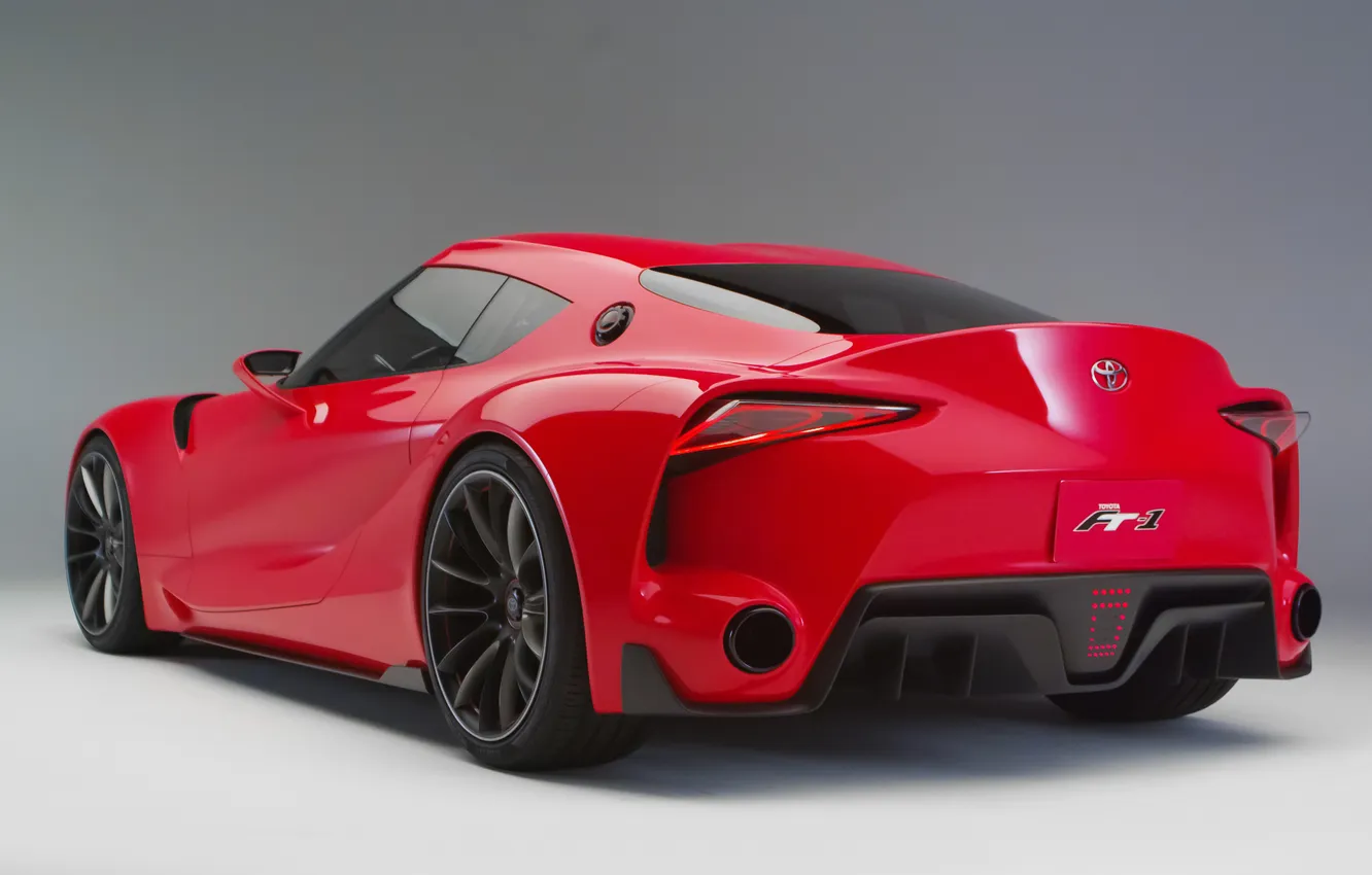 Фото обои Concept, красный, концепт, Toyota, вид сзади, красивый, FT-1