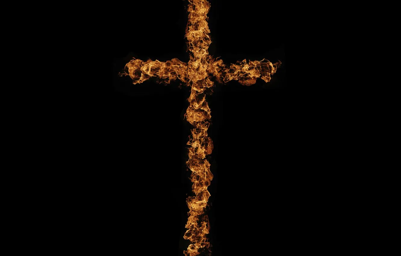 Фото обои огонь, пламя, крест