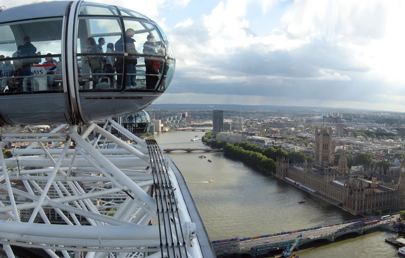 Фото обои город, Лондон, Темза, Око, View from London Eye