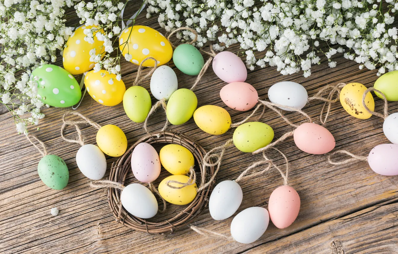 Фото обои праздник, Пасха, Яйца, Украшение, композиция
