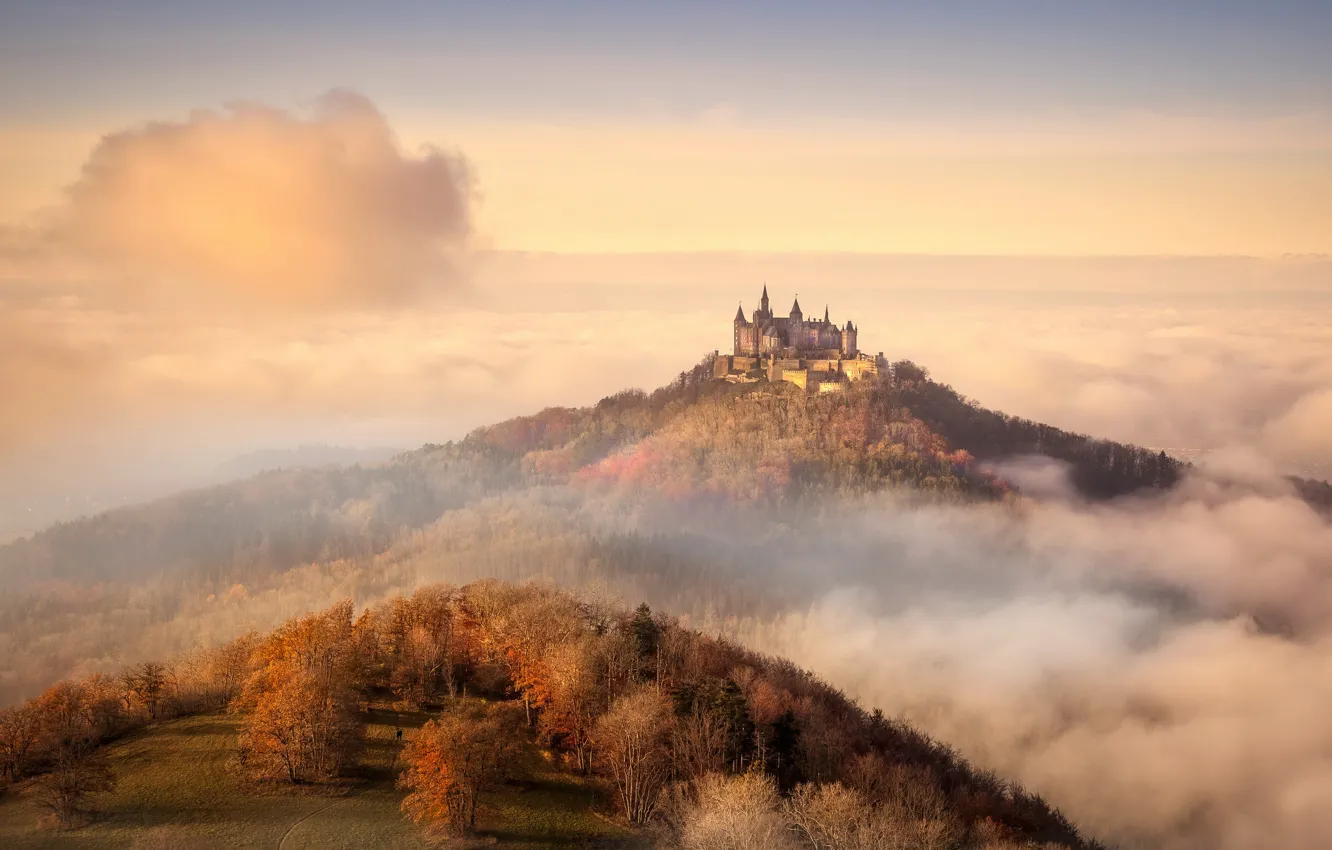 Фото обои природа, туман, замок