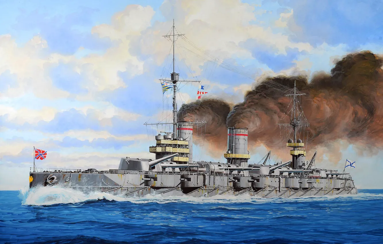 Фото обои корабль, арт, флот, военный, линкор, российский, battleship, WW1