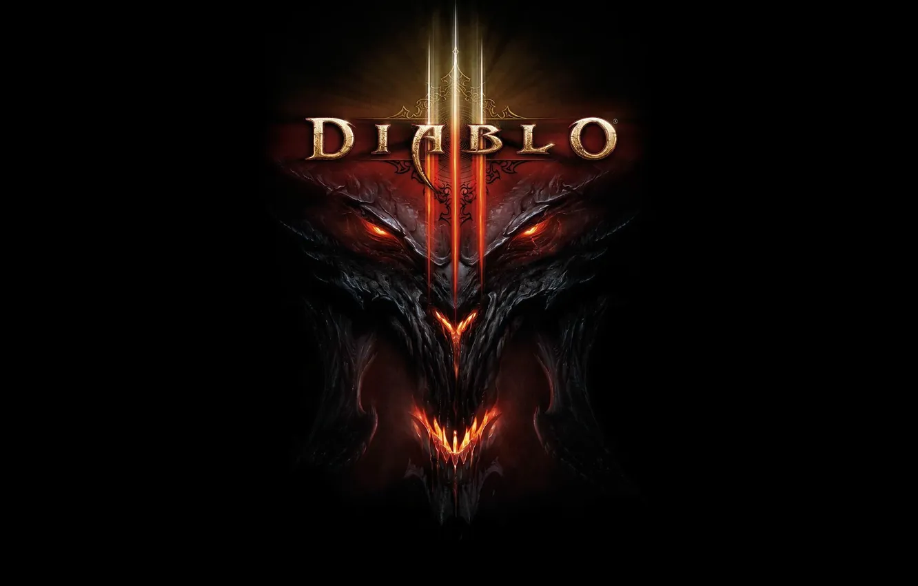 Фото обои морда, огонь, демон, Diablo 3