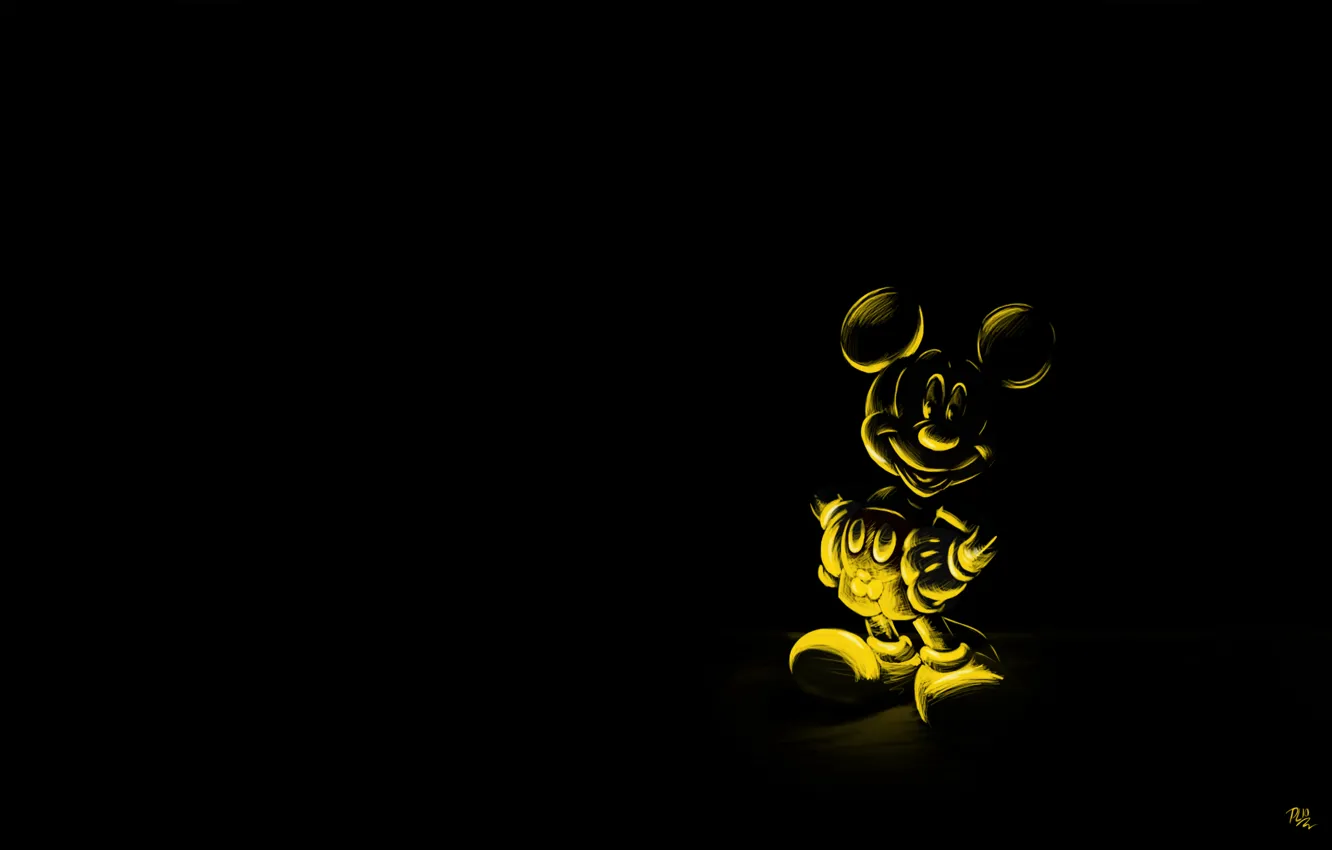 Фото обои мультфильм, мышь, черный фон, персонаж, микки маус, mickey mouse