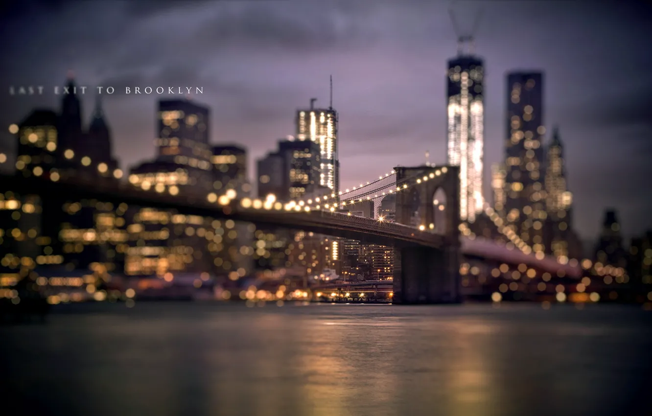 Фото обои ночь, мост, город, река
