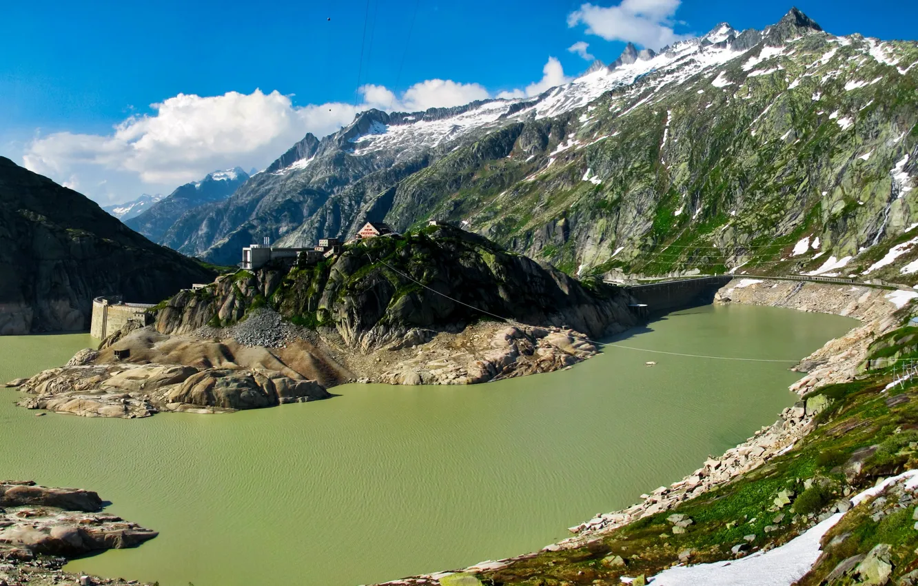 Фото обои зелень, лето, свет, горы, Швейцария, Берн, Гуттаннен