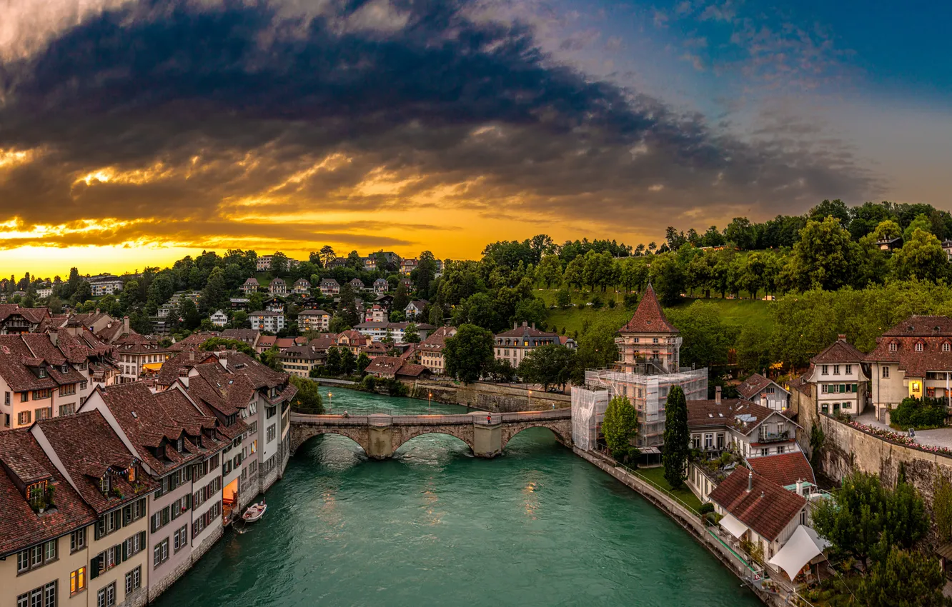 Фото обои Швейцария, панорама, Берн