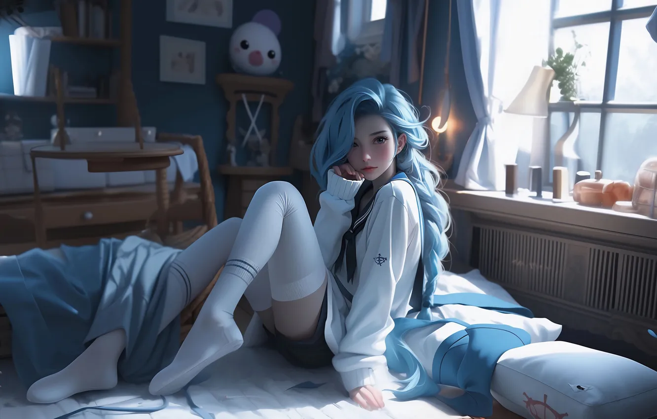 Фото обои long hair, women, anime girls, AI art