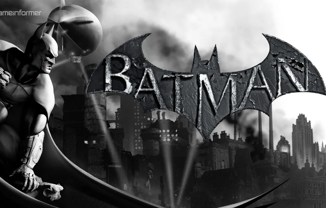 Фото обои бэтмен, темный рыцарь, прожектор, Batman Arkham City