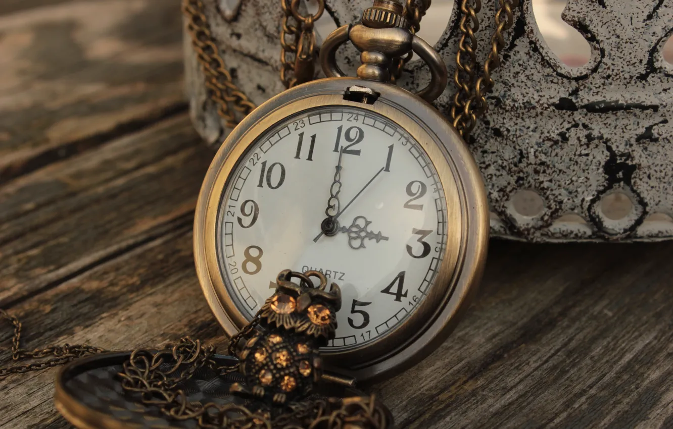 Фото обои сова, часы, цифры, кулон, украшение, цепочка