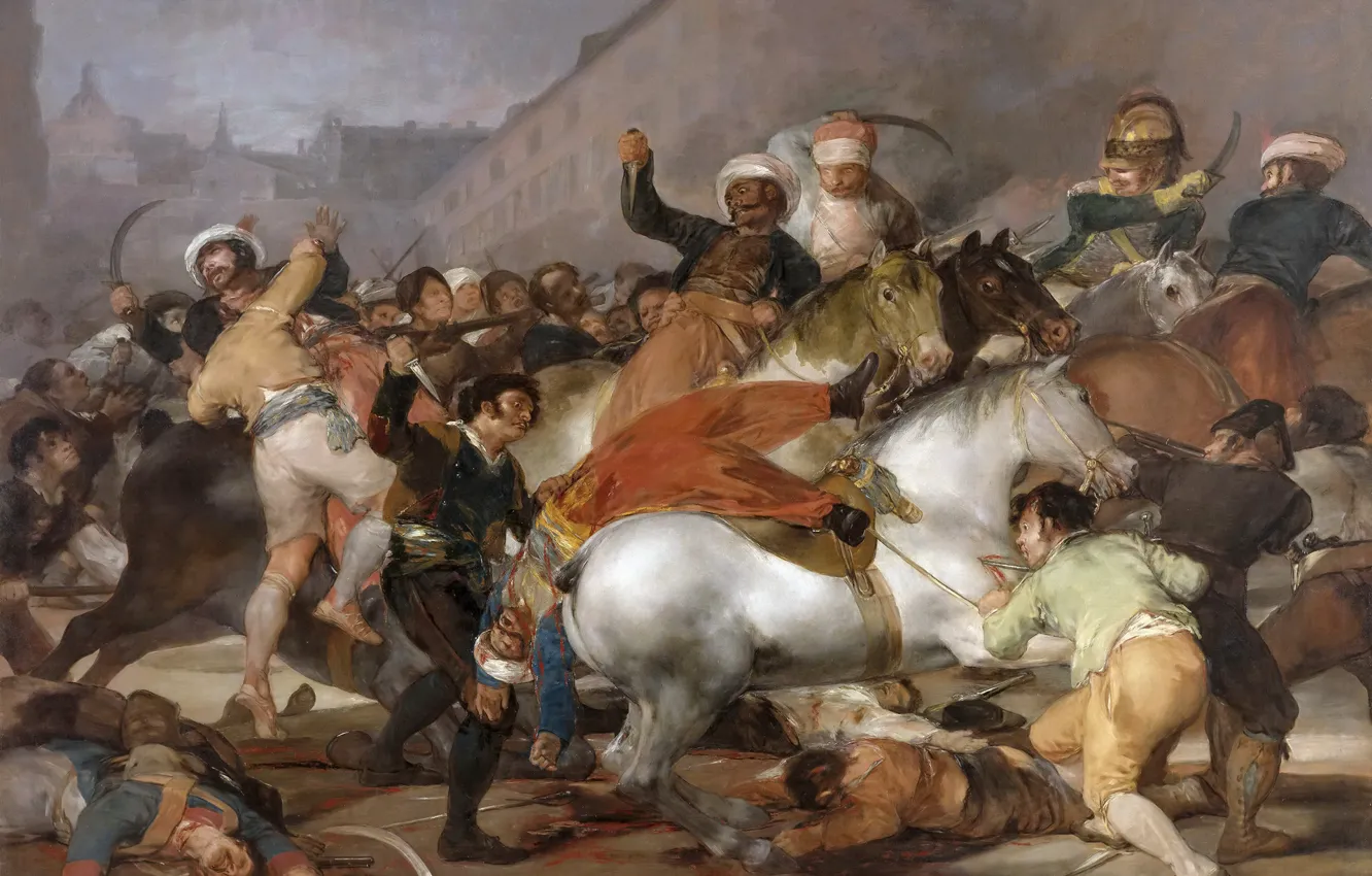 Фото обои картина, батальный жанр, Франсиско Гойя, Бой с Мамлюками, Восстание 2 мая 1808 года