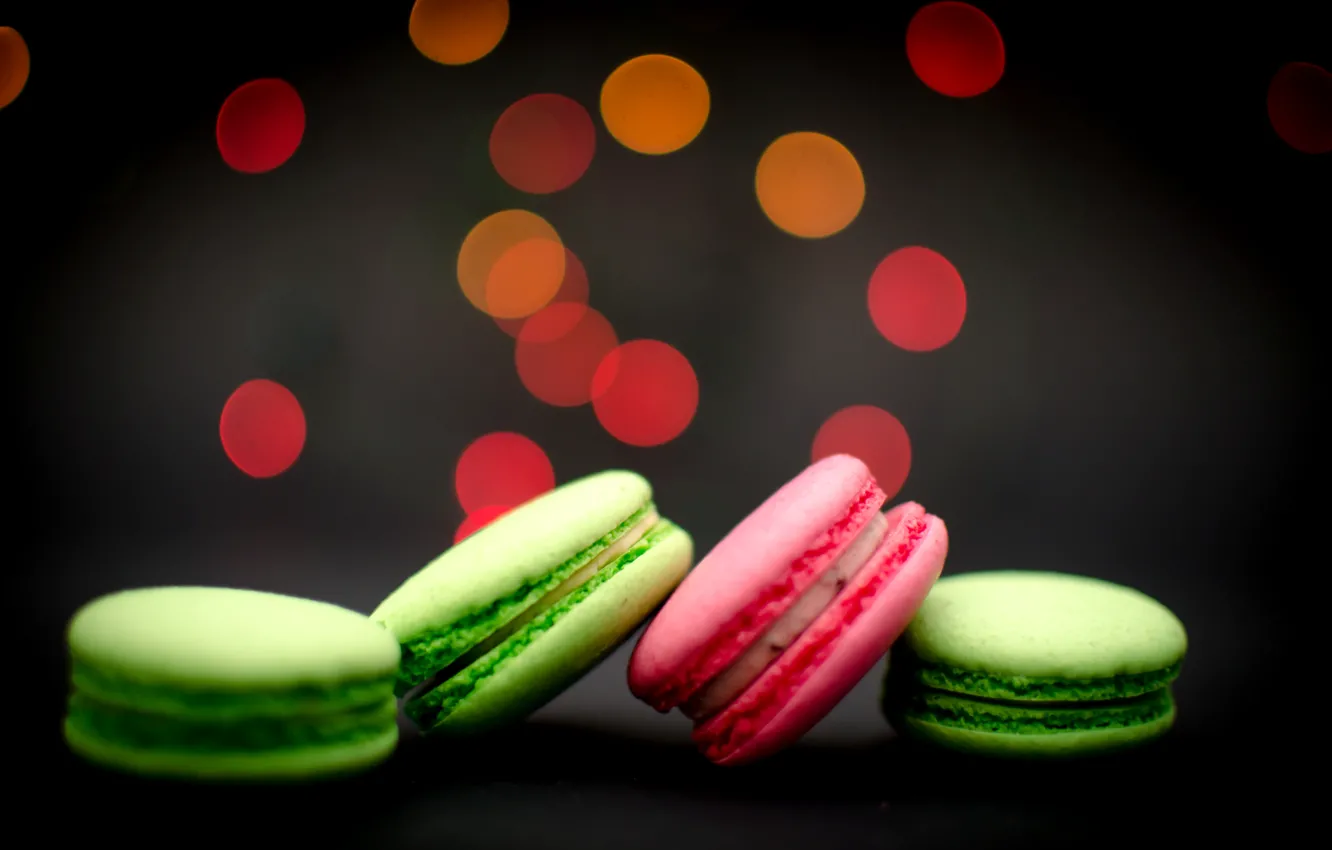 Фото обои печенье, розовое, зеленое, десерт, боке, macaron, макарун