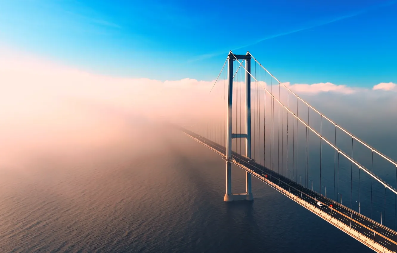 Фото обои sky, bridge, blue, clouds, architecture