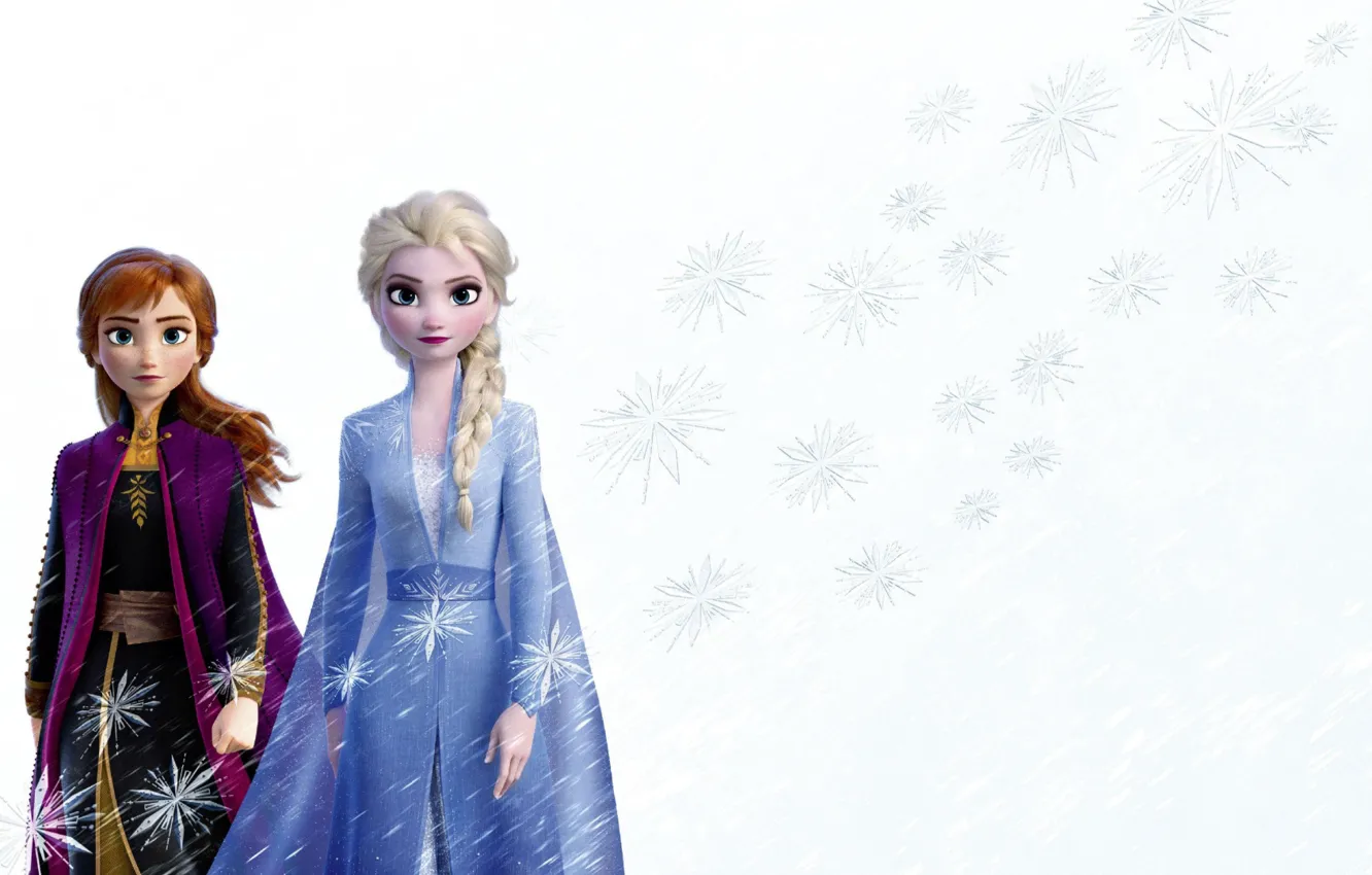 Фото обои снежинки, девушки, Холодное сердце 2, frozen 2