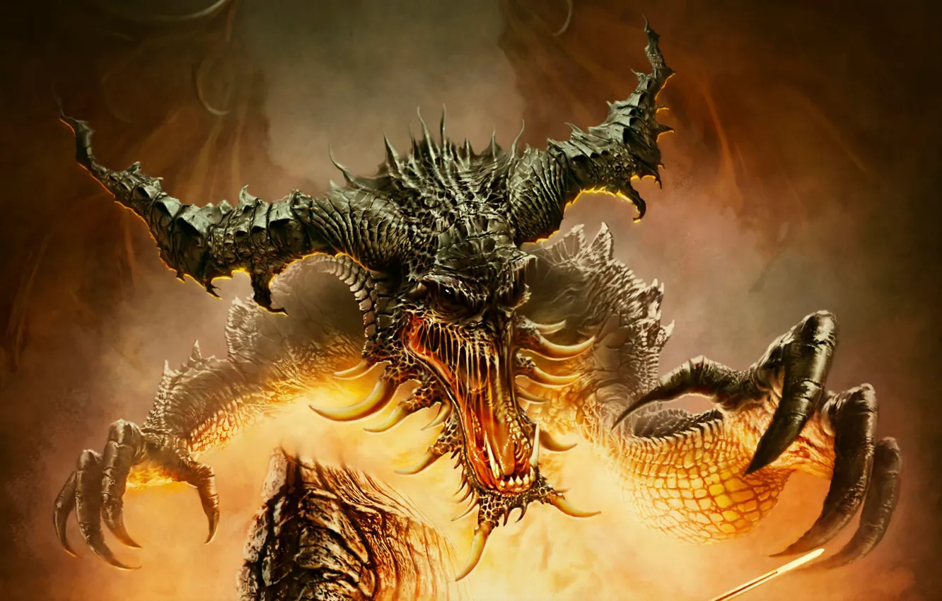 Фото обои огонь, чудовище, Balduria Legends The Gates of Hell
