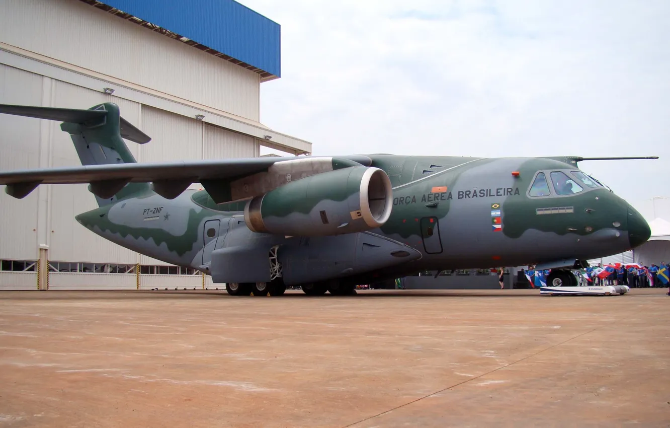Фото обои flag, Brazil, FAB, Embraer, KC-390, developed and manufactured by Embraer Defesa e Seg, Embraer KC-390, …