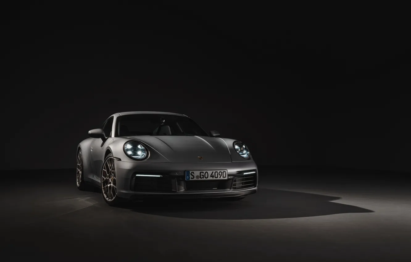 Фото обои фон, купе, 911, Porsche, тёмный, Carrera 4S, 992, 2019