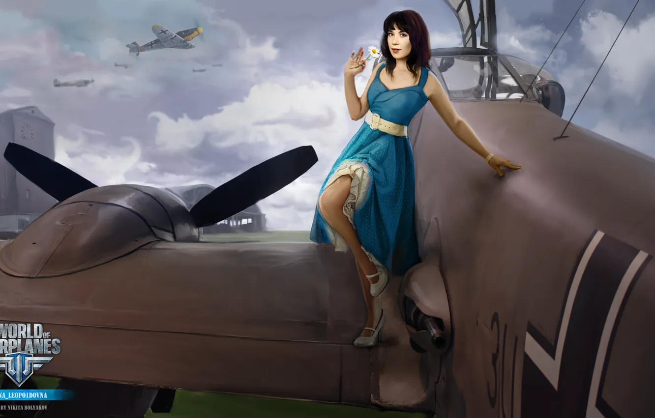 Фото обои pin up, pin-up, World of Warplanes, Me.410