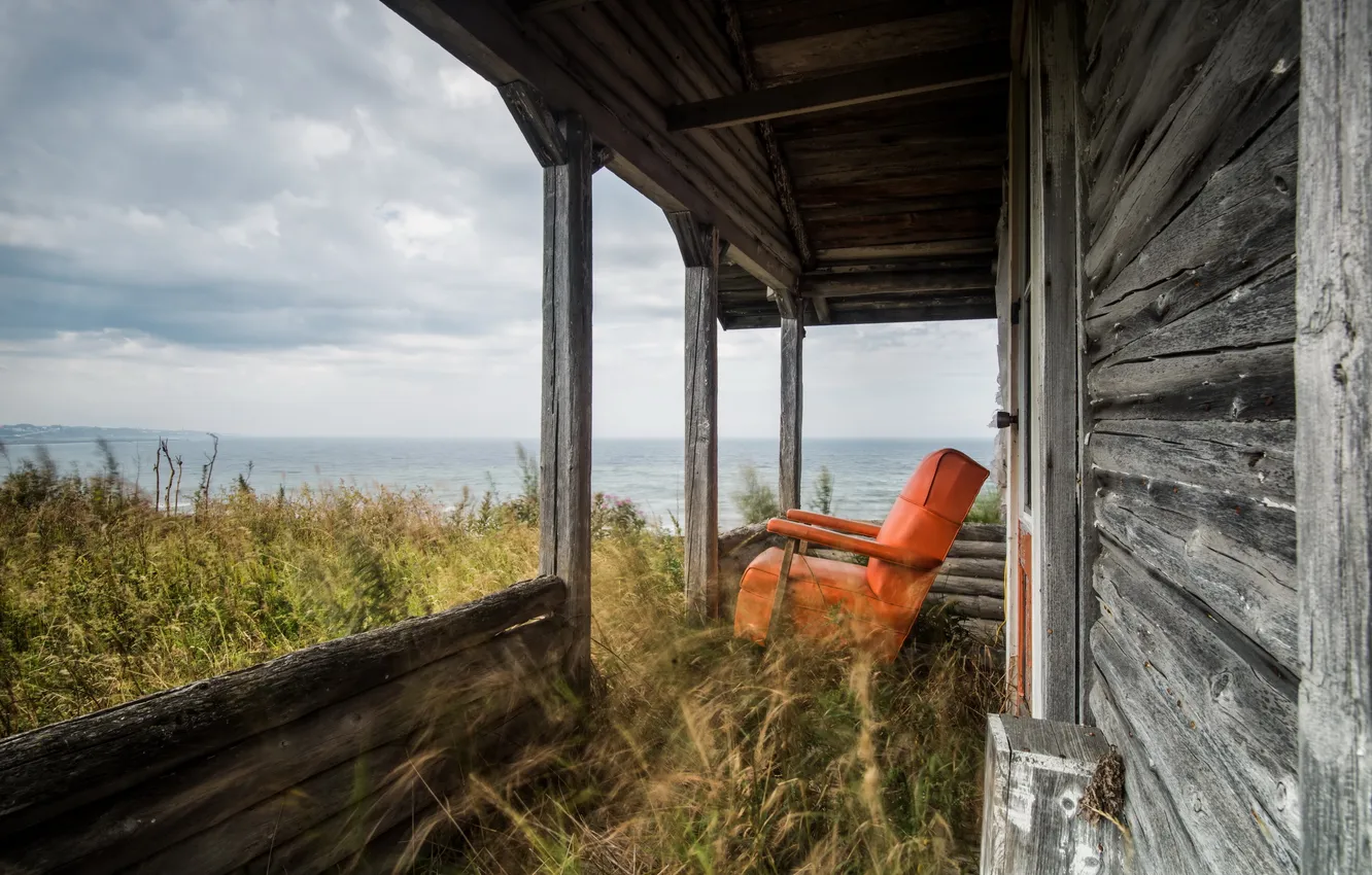 Фото обои море, пейзаж, дом, кресло