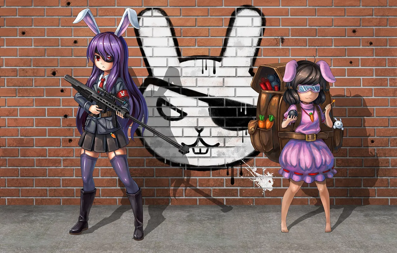 Фото обои gun, wall, game, graffiti, soldier, dress, weapon, smile