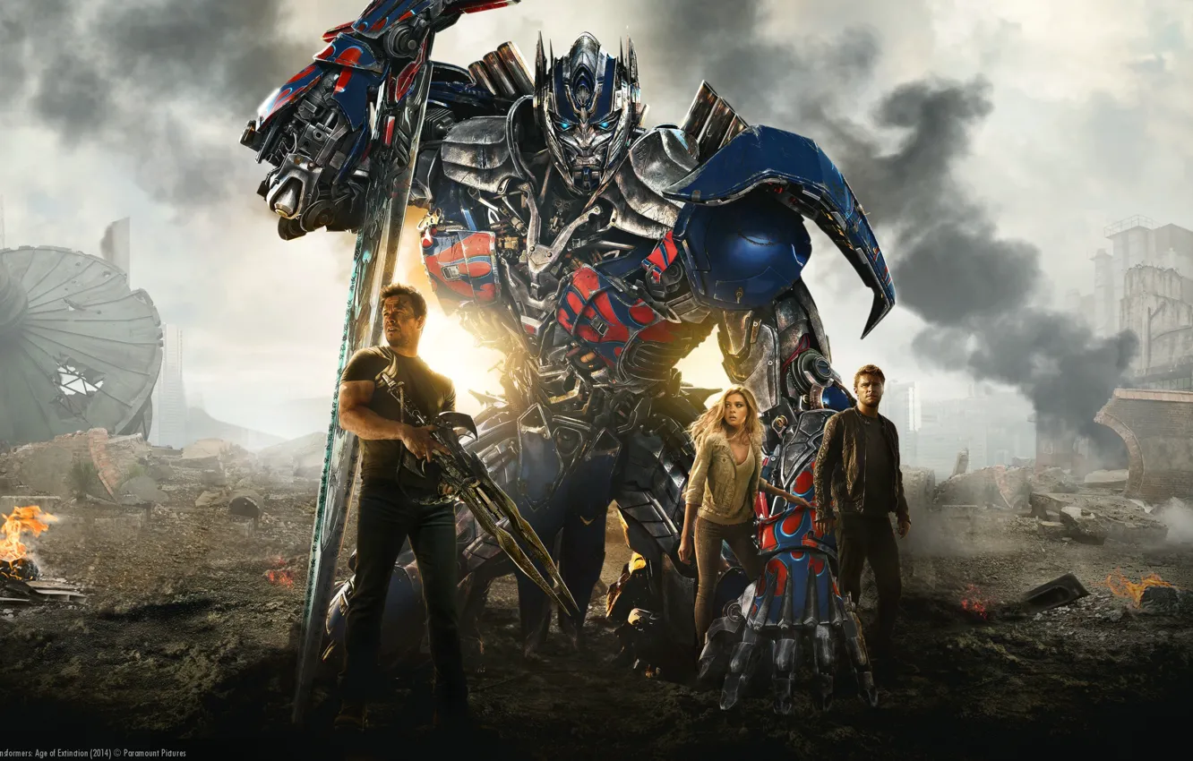 Фото обои фантастика, боевик, Марк Уолберг, Optimus Prime, автобот, Mark Wahlberg, Transformers: Age of Extinction, Трансформеры: Эпоха …