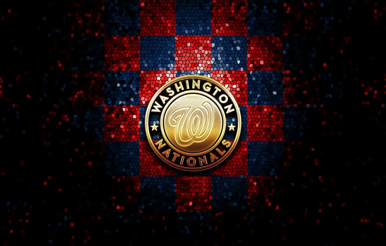 Фото обои wallpaper, sport, logo, baseball, glitter, checkered, MLB, Washington Nationals