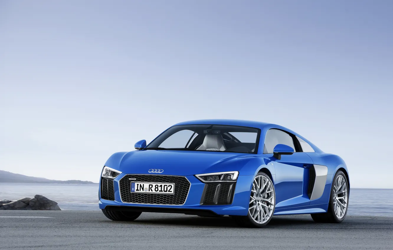 Фото обои синий, Audi, ауди, V10, 2015