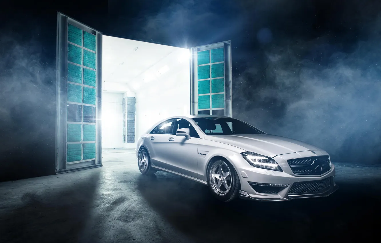 Фото обои белый, Mercedes-Benz, CLS, перед, white, front, мерседес бенц, CLS-Klasse