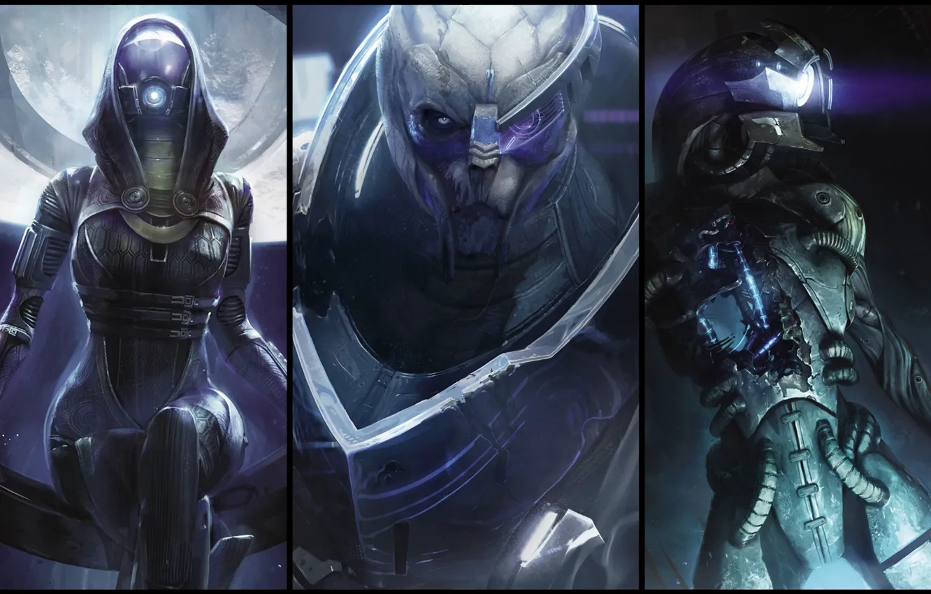 Фото обои Mass Effect, Garrus, legion, Tali Zorah nar Rayya