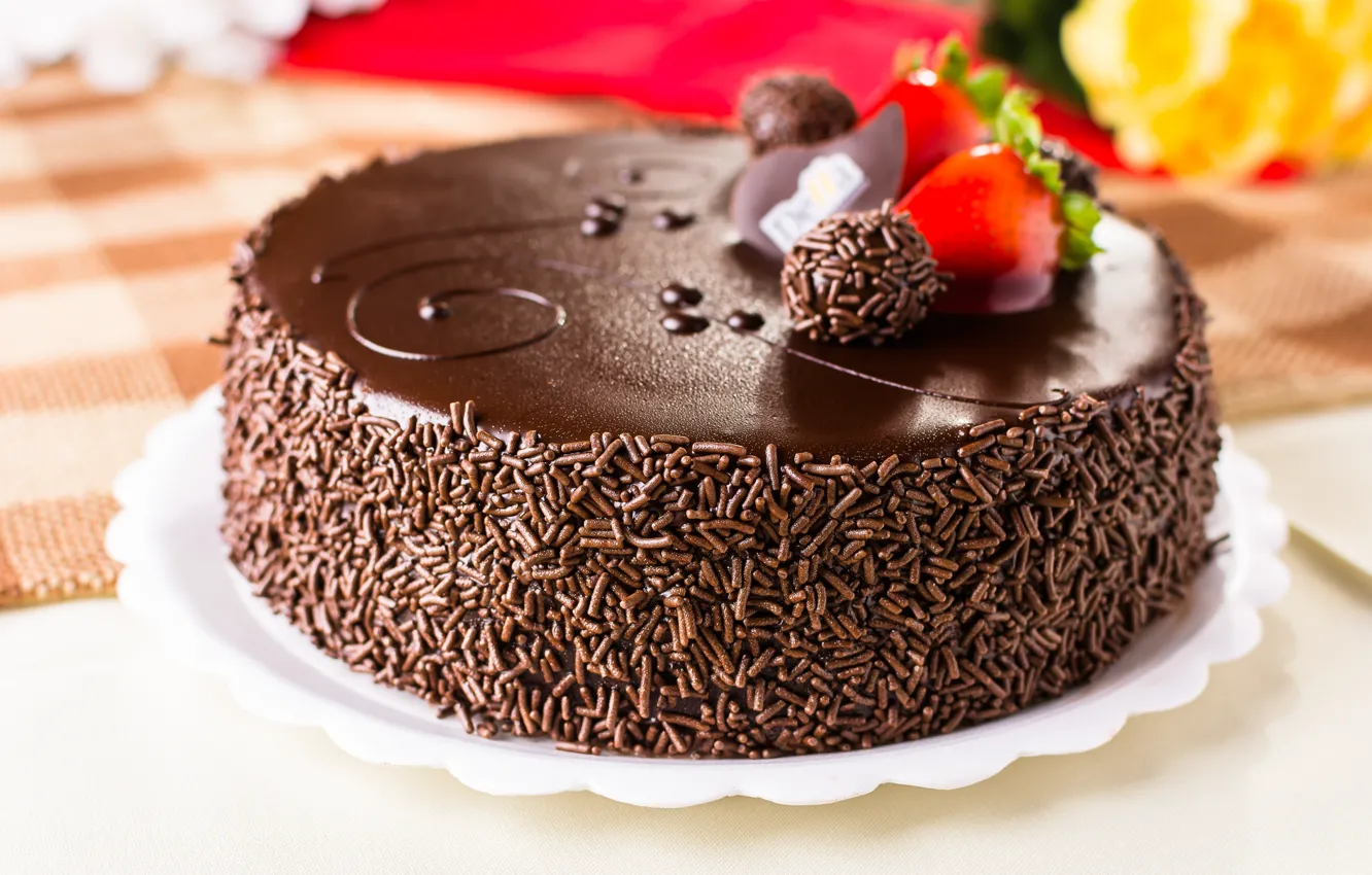 Фото обои торт, украшение, крем, шоколадный, глазурь