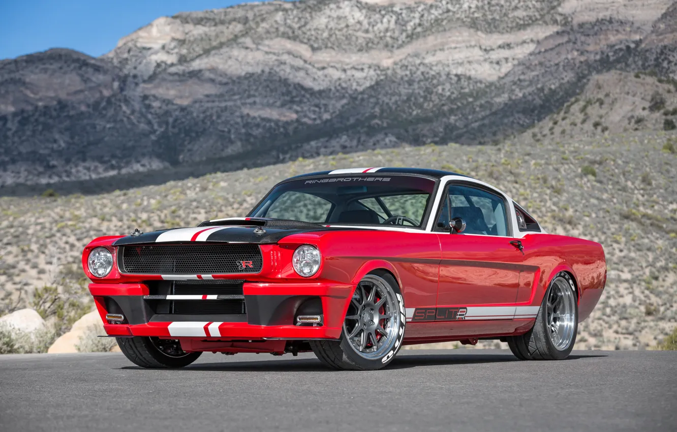 Фото обои горы, Mustang, Ford, 1965, Fastback, Ringbrothers