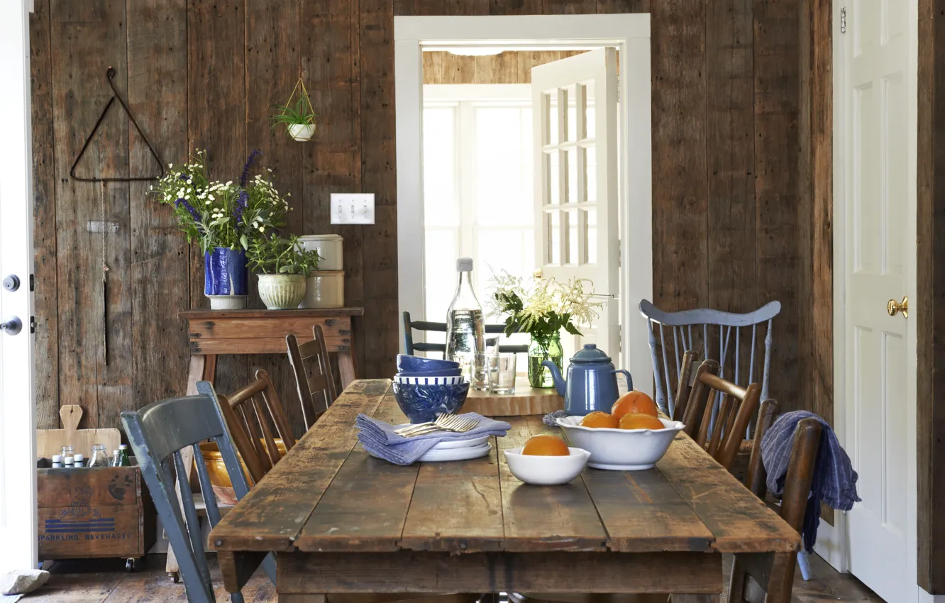 Фото обои interior, dining room, country house, farm style