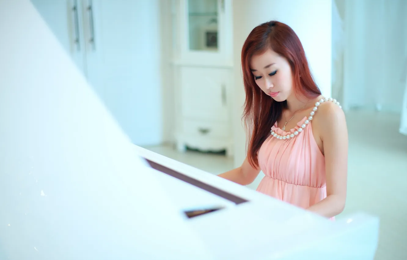 Фото обои девушка, музыка, азиатка, пианино