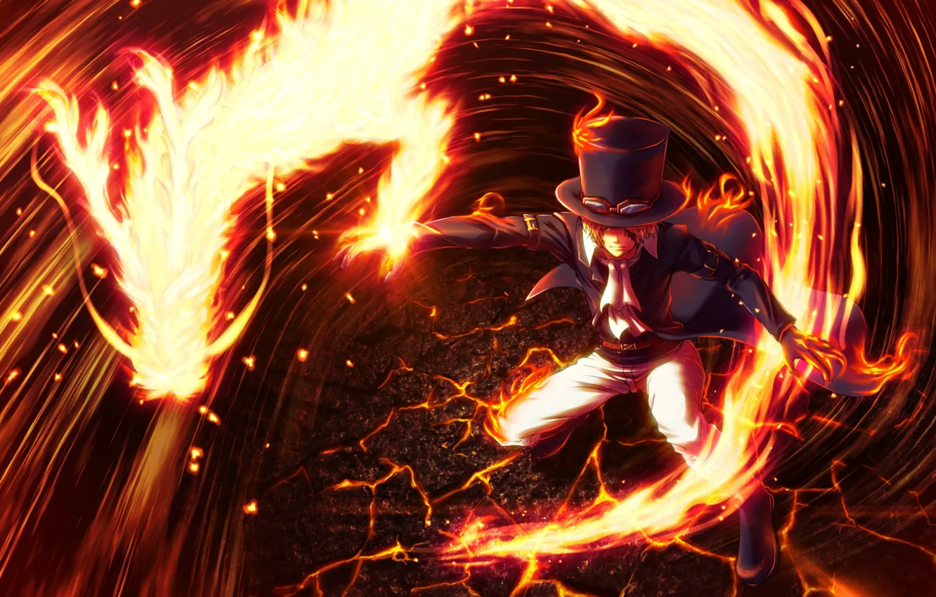 Фото обои fire, flame, game, One Piece, pirate, hat, power, fight