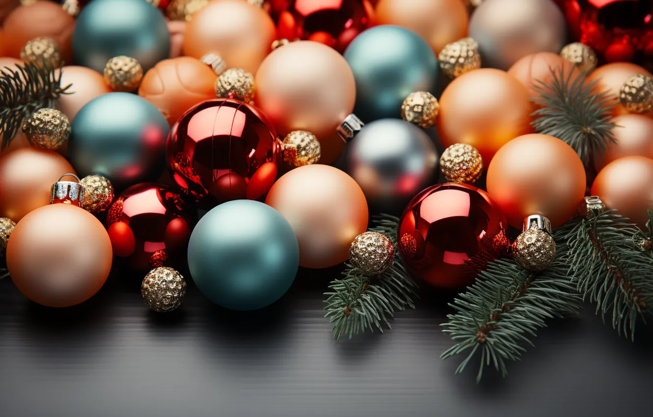 Фото обои шары, colorful, Новый Год, Рождество, new year, happy, Christmas, balls