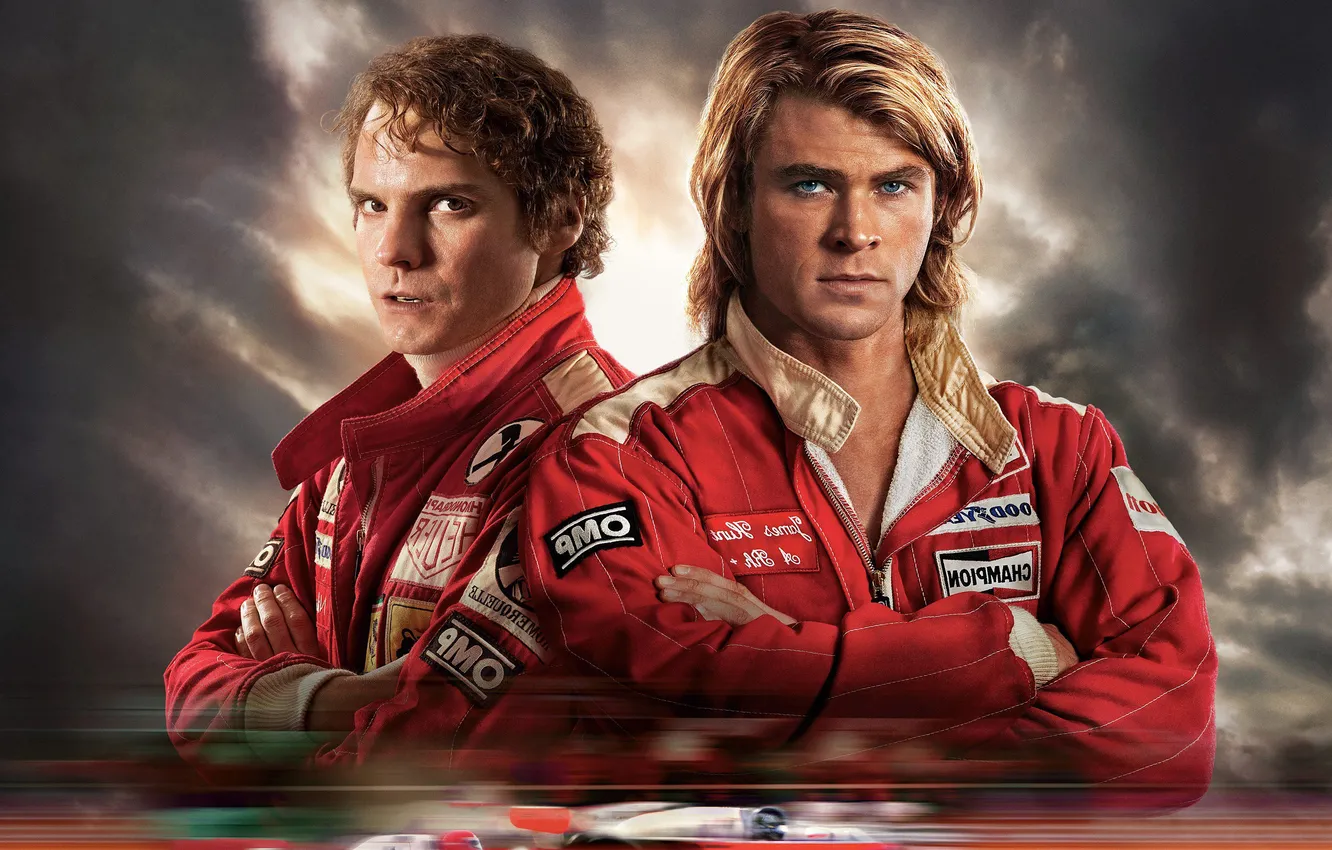 Фото обои спорт, Гонка, постер, драма, Крис Хемсворт, Chris Hemsworth, биография, Даниэль Брюль